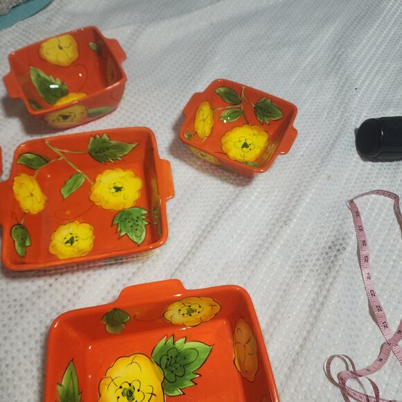 TEMP-TATIONS EUC 5 PIECE TARA POPPY PASSIONS CASSAROLE DISHES BOWLS - Picture 4 of 11